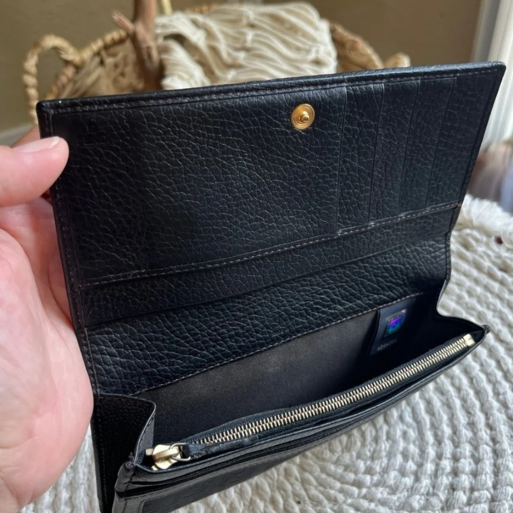 🖤▪️Fendi ▪️ Zucca Long black canvas and leather trimmed long Wallet ✨️